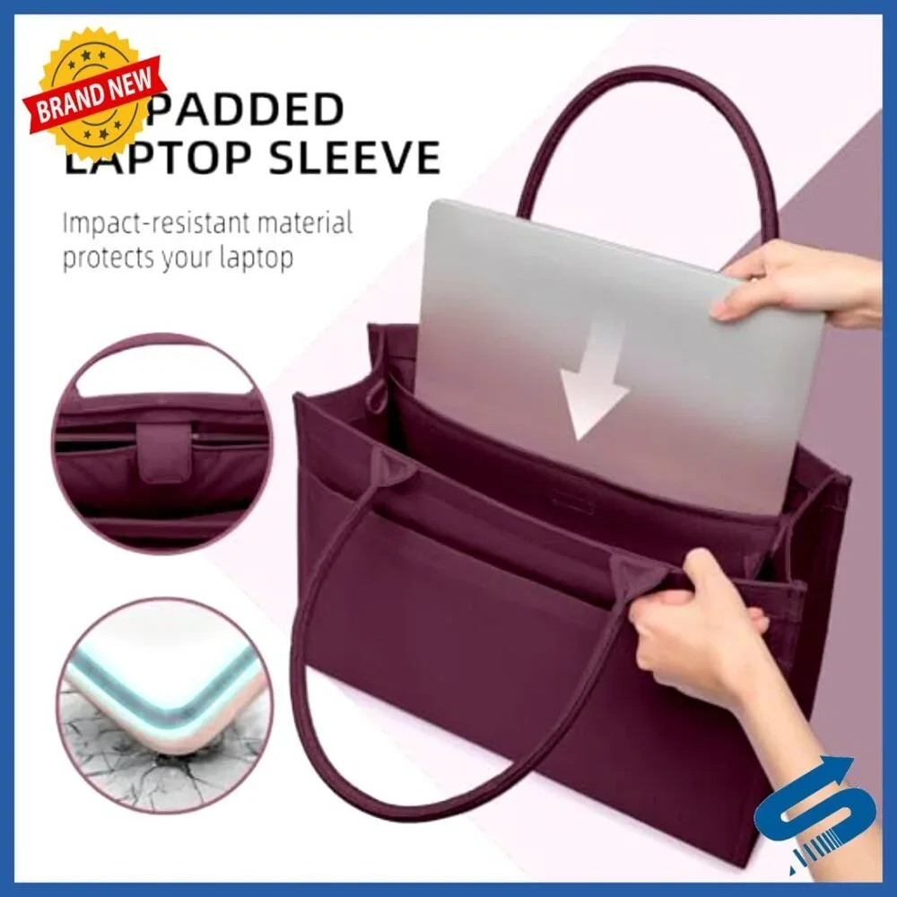 Large Canvas Tote Bag with Zipper Laptop Compartment Work Travel Purse
